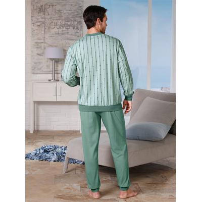Schlafanzug KINGS CLUB, Herren, Gr. 56/58, grün (mint, petrol), 100% Baumwolle, Homewear-Sets Schlafanzug