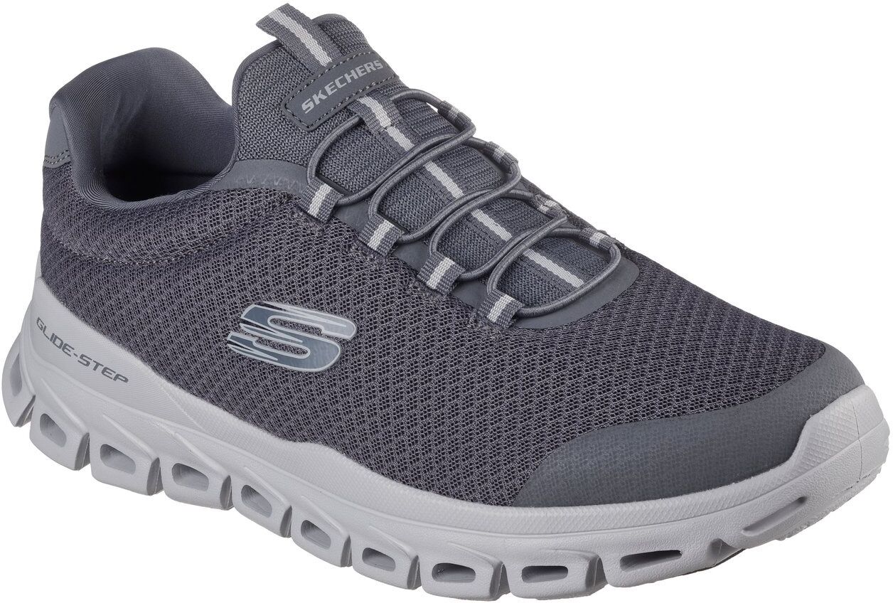 Slip-On Sneaker SKECHERS "GLIDE-STEP", Herren, Gr. 41, grau, Textil, Schuhe Slip-On Sneaker, Trekkingschuh, Freizeitschuh, Sneaker zum Schlupfen grau 41