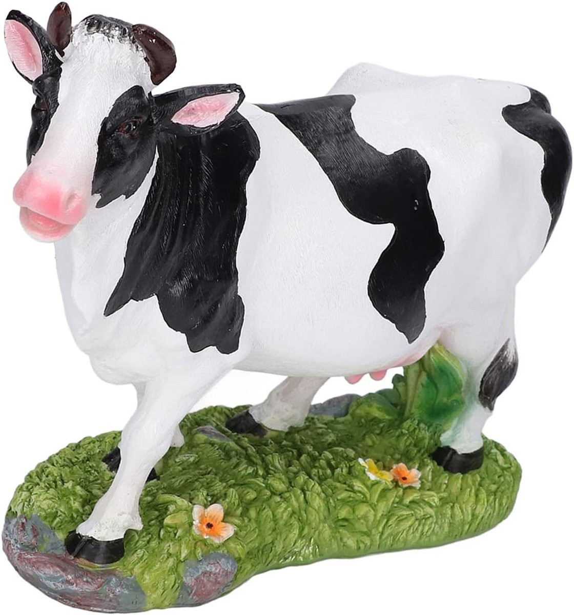 Miniatuur Koe Standbeeld van Hars voor Binnen en Buiten, Breedte: 22 cm, Diepte: 17 cm