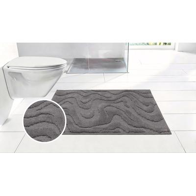 Badematte OTTO HOME "Wave, Badvorleger, Badezimmer Teppich", grau, H:10mm, Polyester, Badematten, Badematte, Hoch-Tief-Effekt, modernes Muster, Welle, Badteppich, Duschvorleger