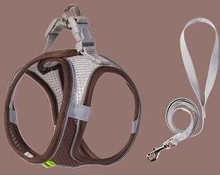 Discount Dollar Deals Adjustable Puppy Harness Set, Dog Accessories, French Bulldog, Chihuahua, Pet Leash, Dog Collar, Cat Harness Vest coffee m