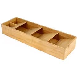 Cheffinger Bambus Besteckeinsatz 5 Fächer, Besteckkasten, Beige