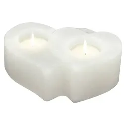 Salzkristall Teelichthalter TWIN-HEART White Line