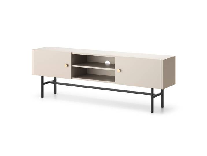 TV-Schrank Divenos, zweiflügelig, 155 cm mit Nischen, Grau-Beige