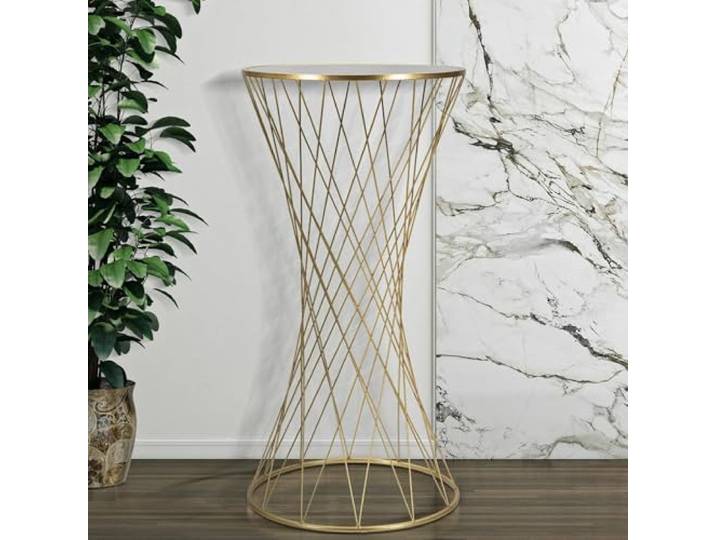 Dmora Couchtisch Berceto 50x50x100h cm Gold, Rund
