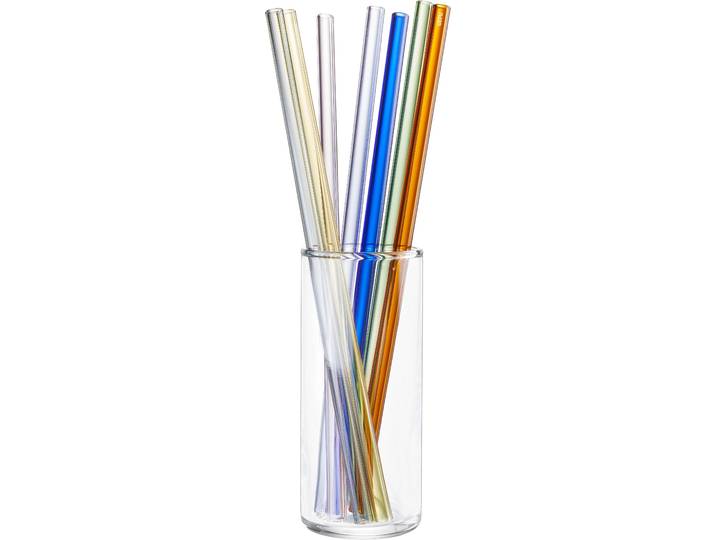 Trinkhalme GEFU FUTURE , bunt, L:23cm Ø:0,8cm, Borosilikatglas, Küchenhelfer-Sets, Trinkhalme, inkl.. 1 Reinigungsbürste