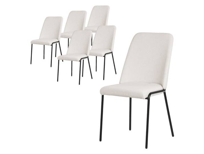 Lot de 6 chaises de salle à manger ML-Design beige en polyester pieds métalliques ergonomique