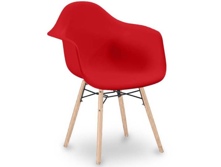 Chaise de Salle à Manger Design Scandinave - Pieds en Bois - Skandiva Rouge