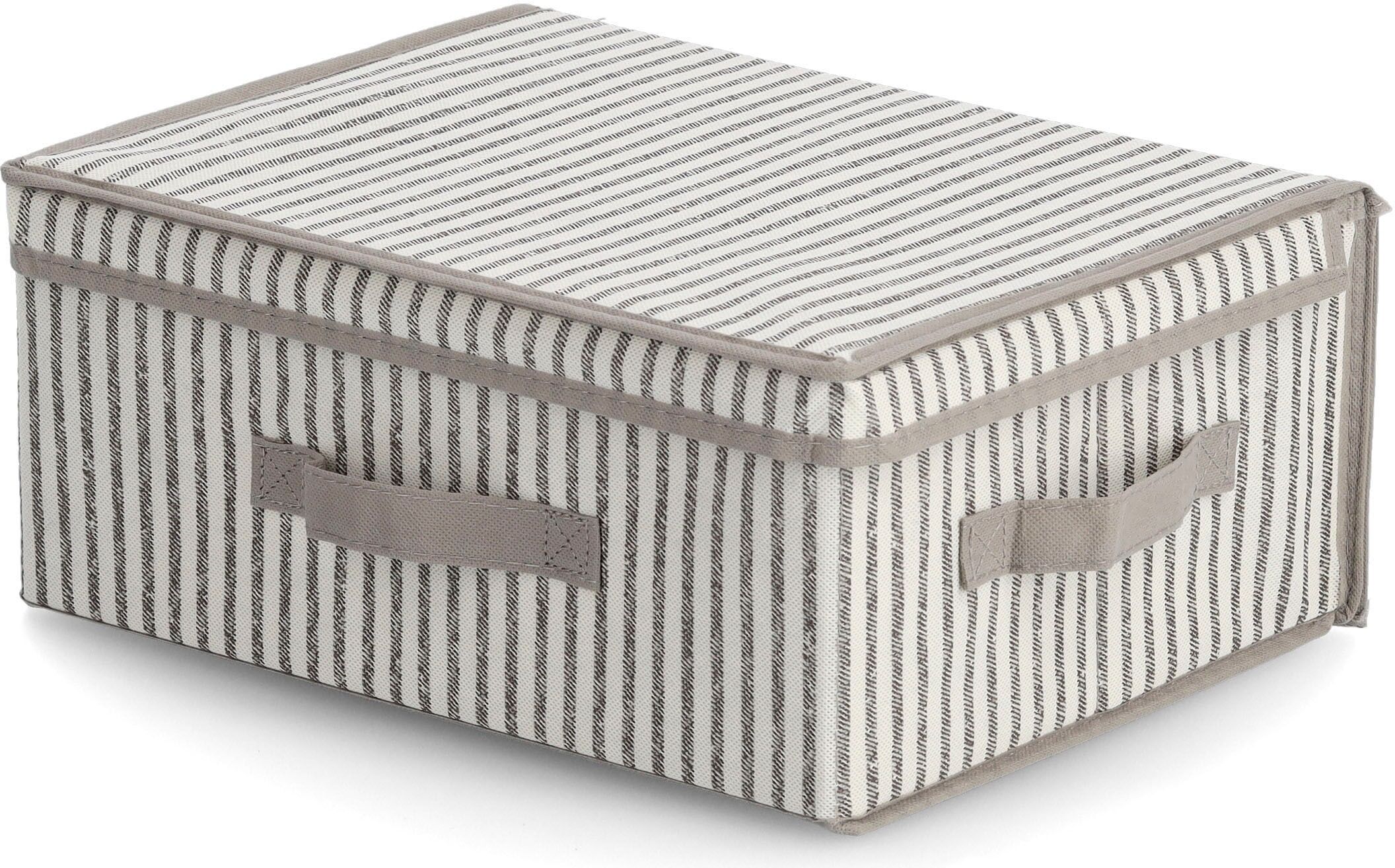 Aufbewahrungsbox ZELLER PRESENT "Stripes", beige (natur), Masse(B/T/H):(38/29/16,5)(B/T/H):(38/29/16,5), Vlies, Aufbewahrungsboxen, Aufbewahrungsbox, Vlies, beige natur Masse(B/T/H):(38/29/16,5)(B/T/H):(38/29/16,5)