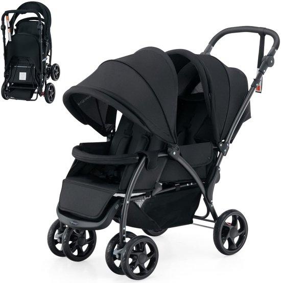 Faltbarer Kinderwagen für Zwillinge oder Geschwister | Verstellbare Sitze und geräumiger Einkaufskorb