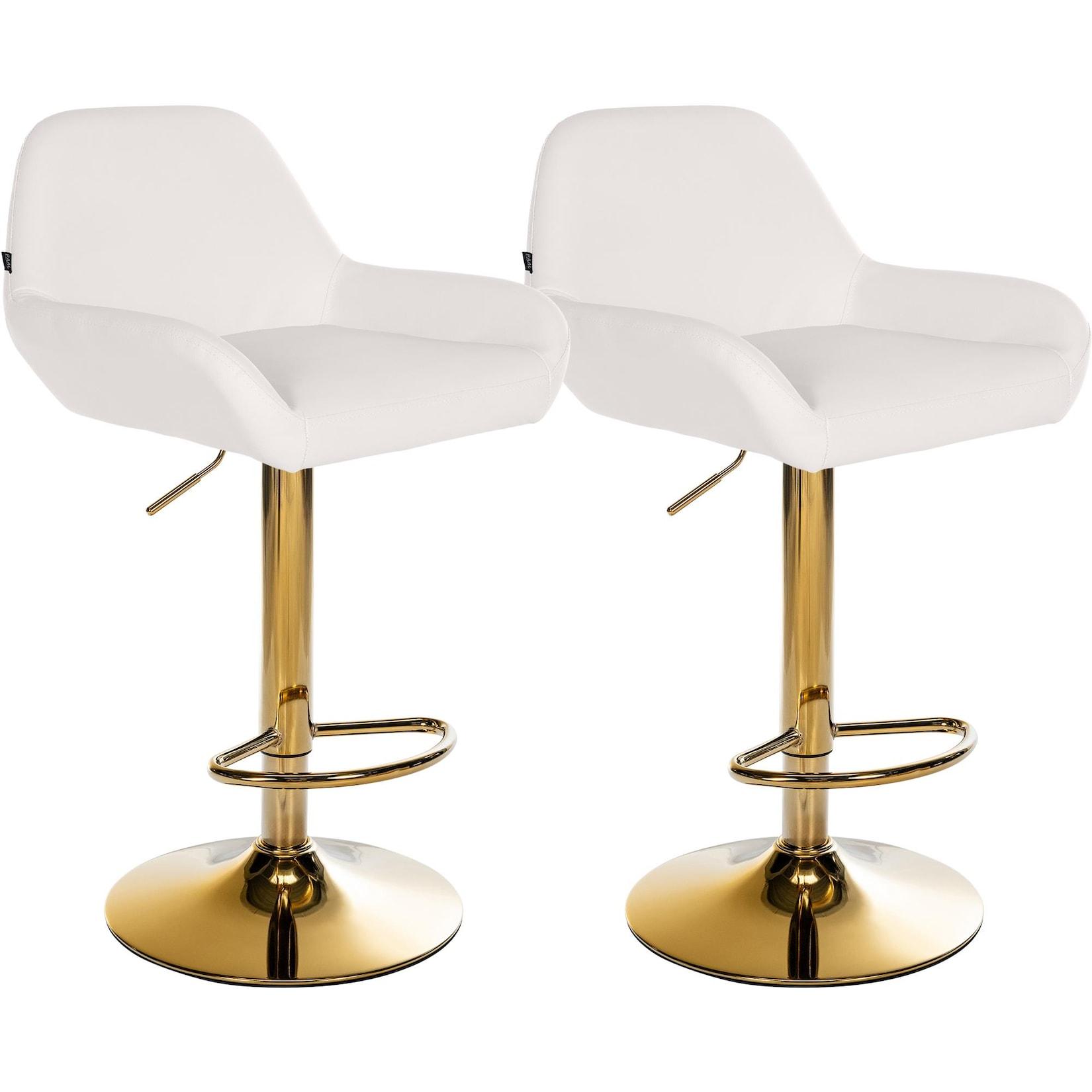 CLP 2er Set Barhocker Braga Gold Kunstleder - Farbe: weiß