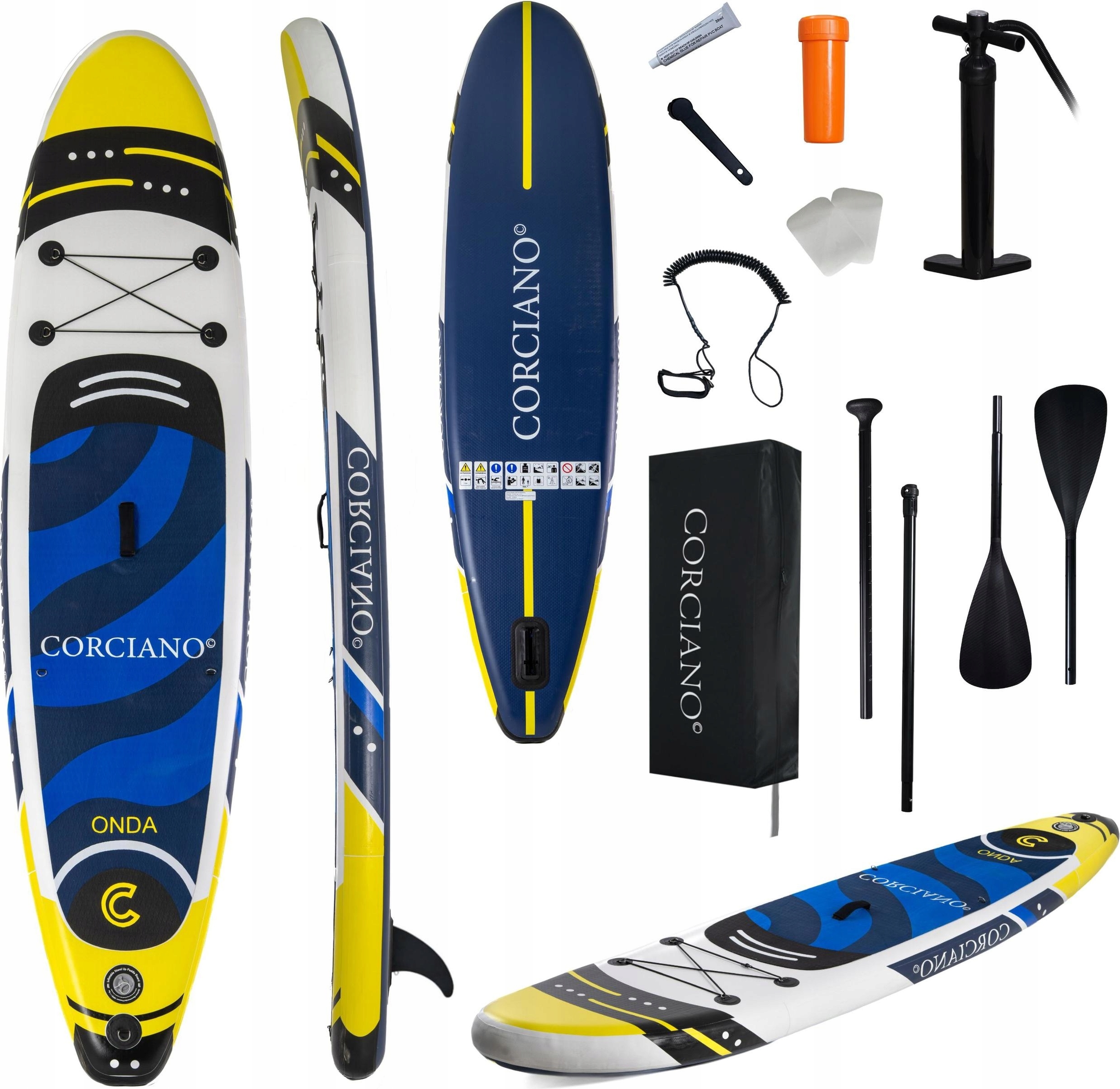 SUP-Board 320 cm Corciano aufblasbar mit verstellbarem Paddel und Zubehör