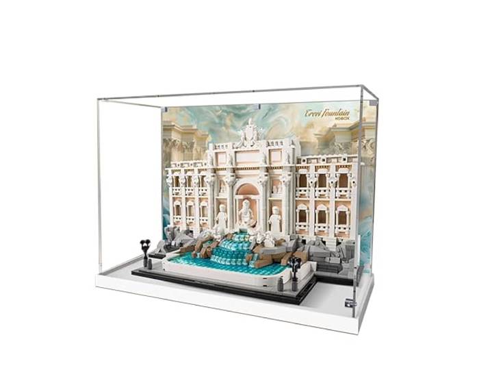 Acryl-Vitrine für Lego 21062 Trevi-Brunnen, Modell Rom, 3 mm staubdichte Schaukasten, Vitrine kompatibel mit Lego 21062 (Modell nicht im Lieferumfang enthalten) (Hintergrundbau 3 mm B)