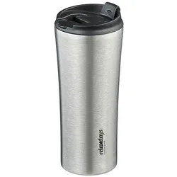 Relaxdays Thermobecher Edelstahl 400ml Schwarz,Silber