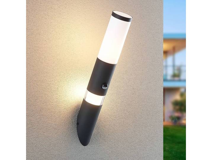 Aussenwandleuchte mit Bewegungsmelder Okari Lindby, schwarz, Aluminium, Modern