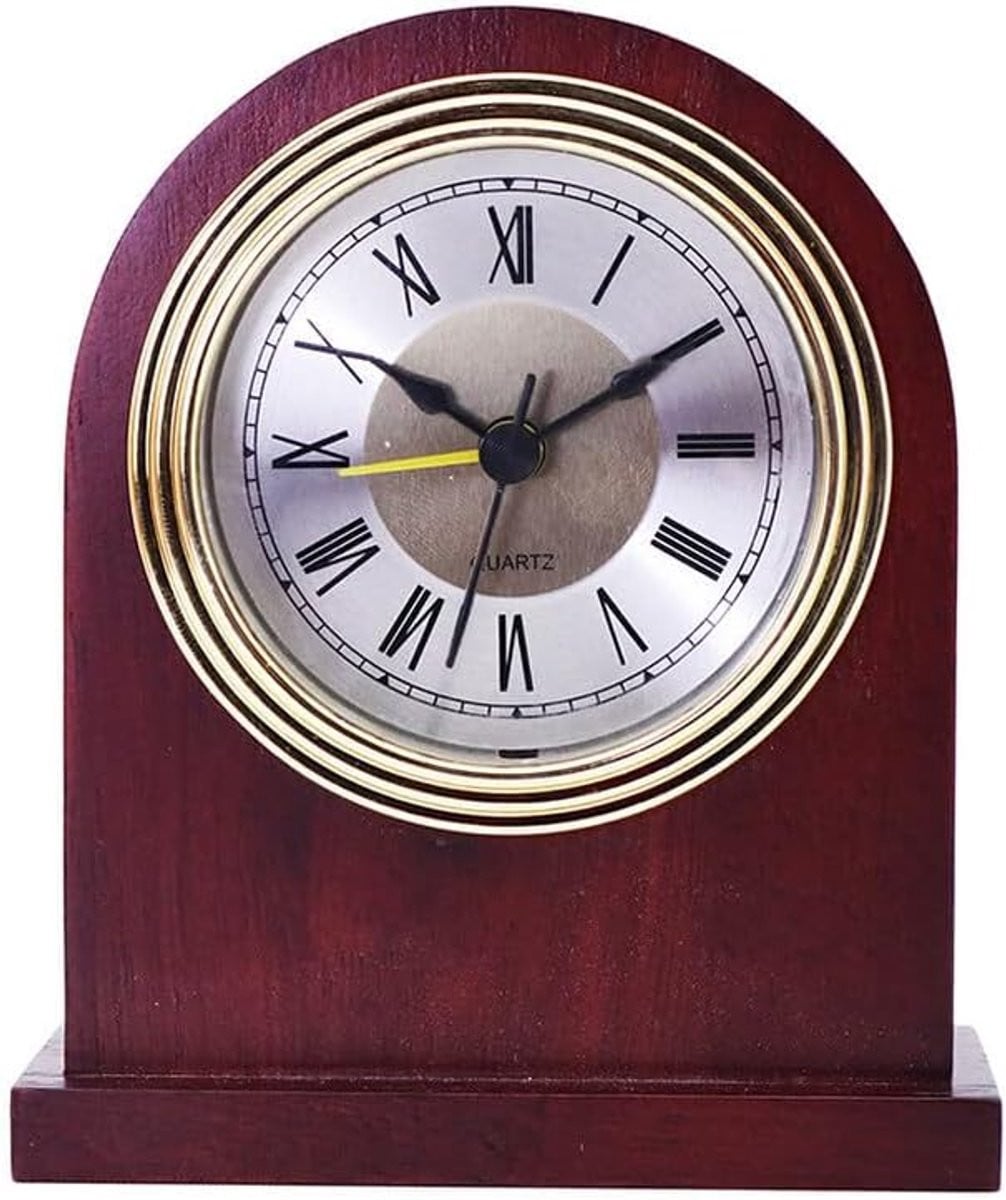 Analoge houten wekker zonder tikgeluid - Retro vintage stille tafelklok