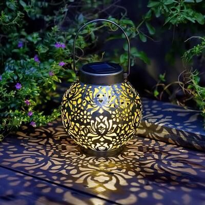 Uplifted Goods Solar Powered Outdoor Lantern Garden Light bronze Lantern