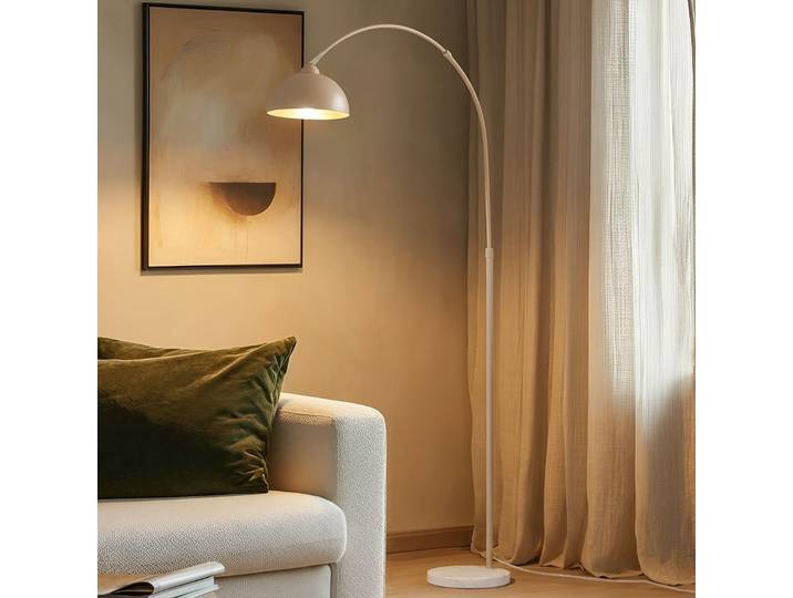 Tonka Stehleuchte Beige - Lindby - Wohnzimmer - Modern - Metall - Einflammig