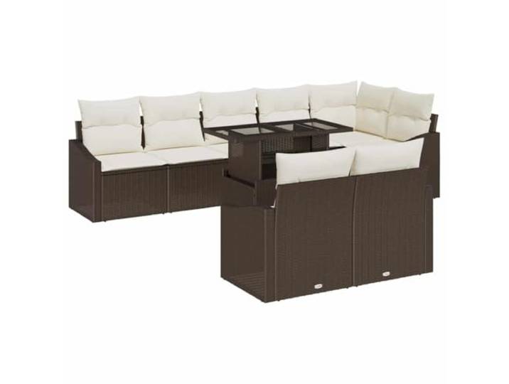 GHVBNMF Modulares Gartenmöbel Set 9-TLG Rattan Loungesofa Braun Creme Flexible Lounge-Eckcouch für Garten, Terrasse und Balkon mit pulverbeschichtetem Stahlrahmen und Polstern.