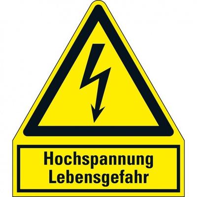 Aufkleber I Warn-Kombischild Hochspannung Lebensgefahr, RoHS konform, Folie, 210x240mm, ASR A1.3, DIN EN ISO 7010 W012
