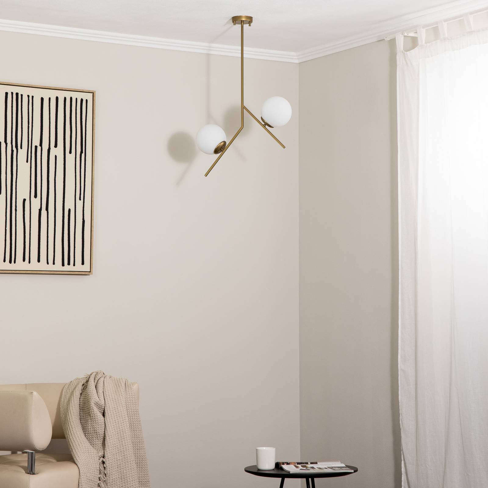 Glas Hängelampe Dolunay Opviq, dimmbar, messing / gold, für Wohn- / Esszimmer, Metall, Modern, Pendelleuchte