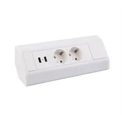 CORNER BOX 2 USB Ecksteckdose Möbelsteckdose Farbe Weiß Steckdose Schuko