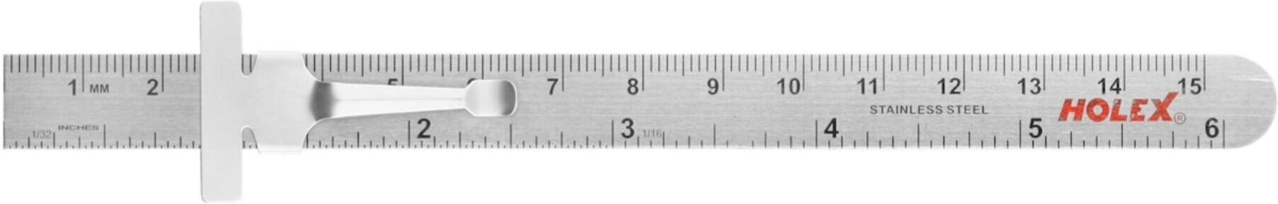 HOLEX Stahlmaßstab mit Schiebeclip rostfrei 150 mm (461790 150)