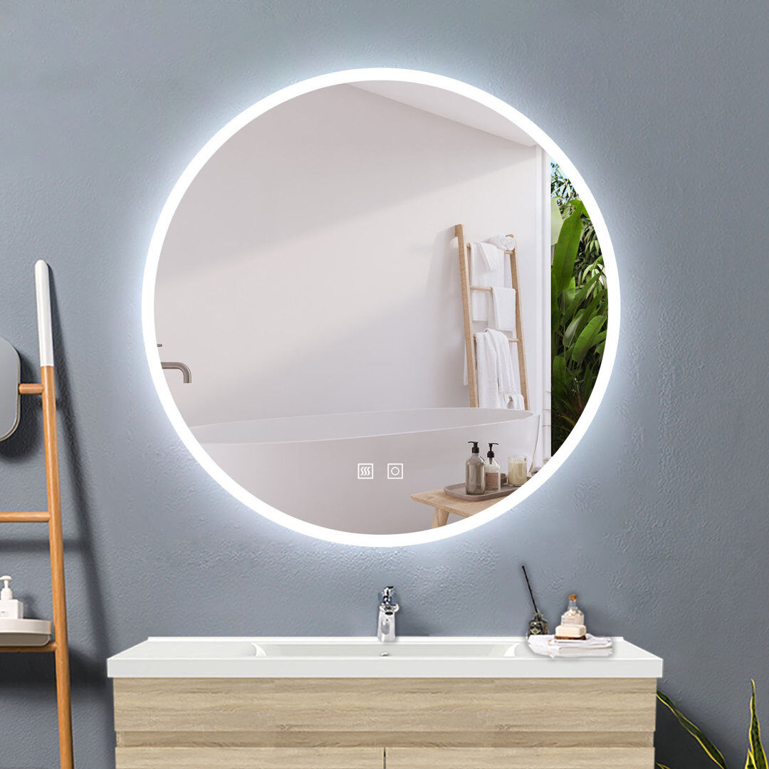 Metro Breneisha Round Vanity Mirror White 60cm H X 60cm W X 4cm D
