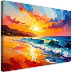 LEINWANDBILD Strand Meer Landschaft wie gemalt 100x70cm