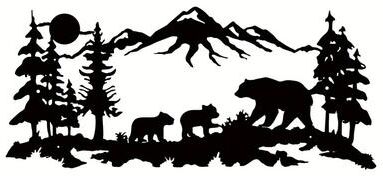 Uplift Essentials Mountain Forest Metal Wall Art bear