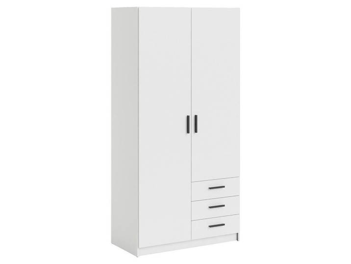 Kleiderschrank, Weiß, 98,5x200,4x49,8 cm, Holzwerkstoff, 3 Fächer & 3 Schubladen, Klassisch, MID.YOU