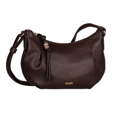 Umhängetasche GABOR "Sedine", Damen, Gr. B/H/T: 28cm x 18cm x 10cm, braun (dunkelbraun), Lederimitat, Taschen Umhängetasche, Damen Schultertasche mit Logo-Applikation