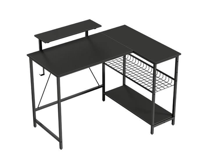 Bureau gaming d'angle réversible cadre en acier noir