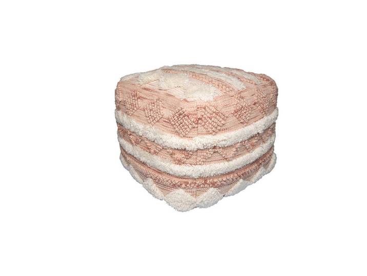 Kayoom Pouf, Creme, Rosa, Füllung: EPS Mikroperlen, 50x45x50 cm, Wohnzimmer, Hocker, Poufs