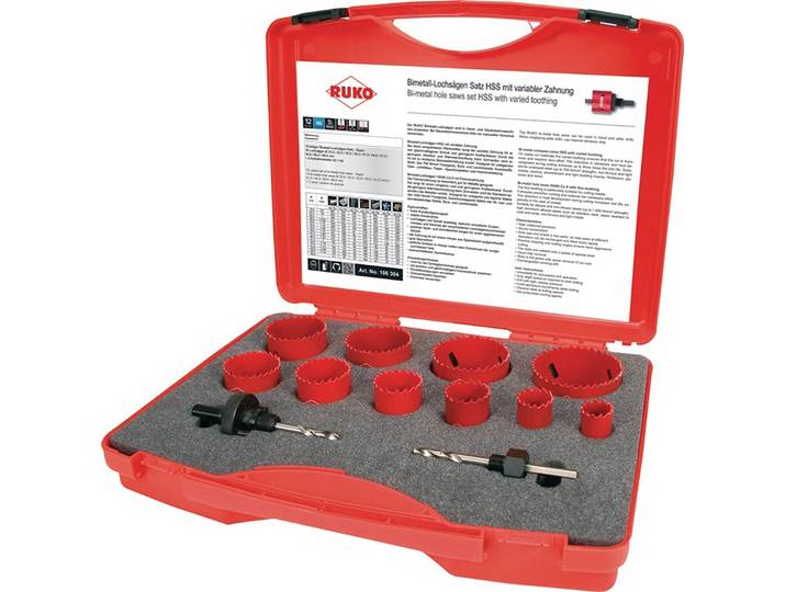 RUKO Jeu de scies cloches HSS bimétalliques dans un coffret plastique 12 pièces