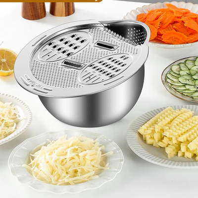 ModernMart Stainless Steel Vegetable Drain Bowl And Rice Washing Strainer Stainless Steel Vegetable Drain Bowl And Rice Washing Strainer