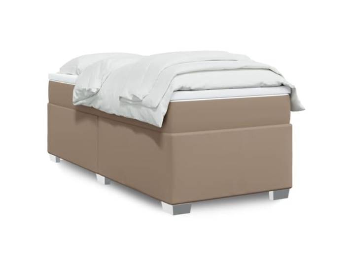 LPERTGFHU Boxspringbett mit Matratze, 90x190cm, Cappuccino-Braun Inklusive Taschenfederkern, Waschbarer Bezug, Robuste Bettfüße
