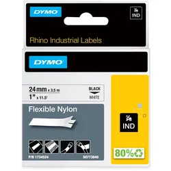 DYMO® Original IND-Schriftband für Rhino 6000+, flexibles & reissfestes Nylon - schwarz auf weiss