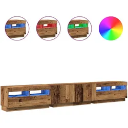 vidaXL TV-Schrank mit LED-Leuchten Altholz-Optik 260x35x40 cm