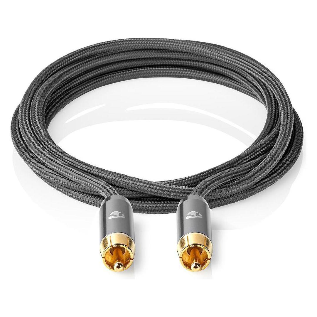 Nedis Subwoofer Kabel - RCA - Vergoldet - 5 m - rund - Metal - Anthrazit (5 m, Cinch Kabel) (CATB24100GY50)