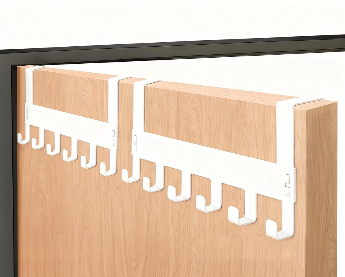 Dailygoods - 2 stuks ruimtebesparende deurkapstok met 6 haken