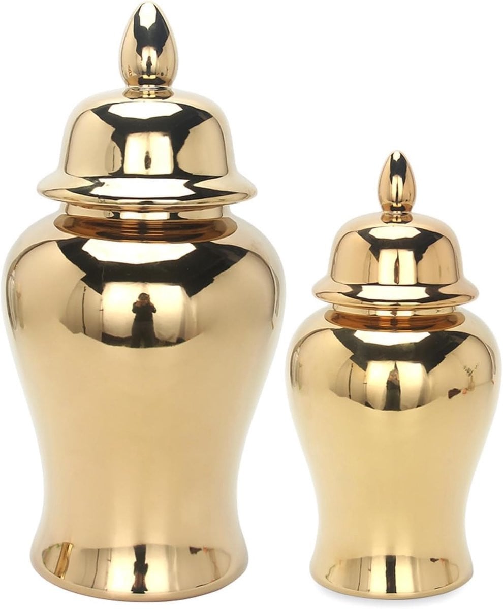 Keramische Gemberpot Decoratieve Vaas in Goud - Medium