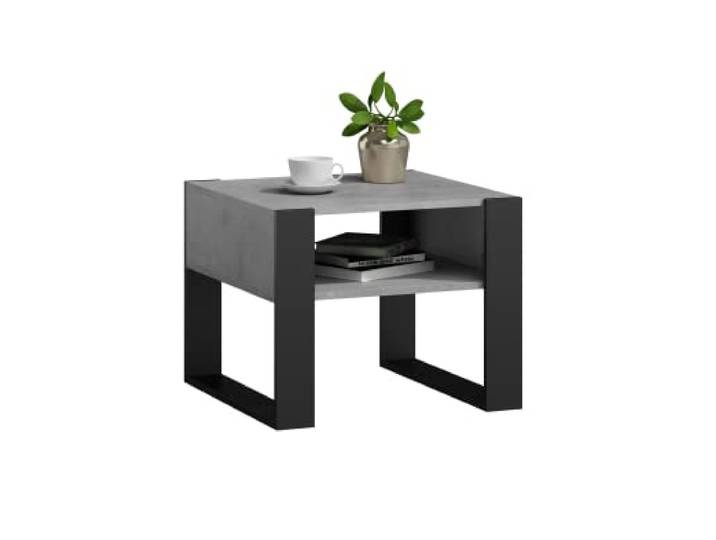MATKAM Couchtisch KAJA H50 x B60 x T63,6 cm, offene Ablage unter der Tischplatte, Kufenbeine, Wohnzimmer Couchtisch Modern Wohnzimmertisch Universal (Beton)