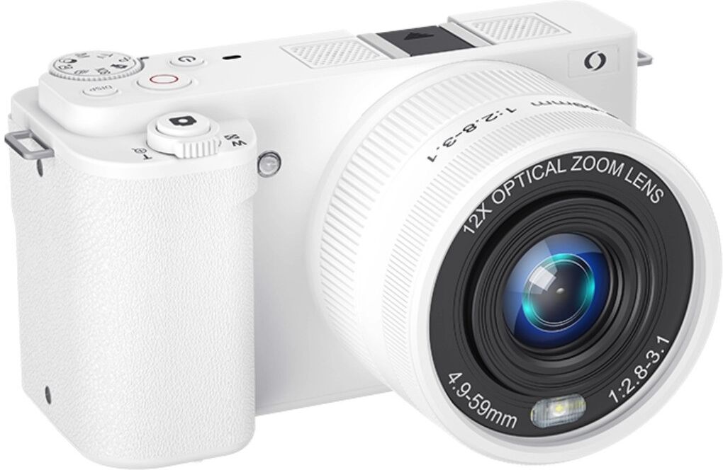 INF W11 Digitalkamera 12x optischer Zoom – 4K-Video, 64MP Fotos, 270° Klappdisplay, eingebauter Blitz, 32GB TF-Karte Weiß