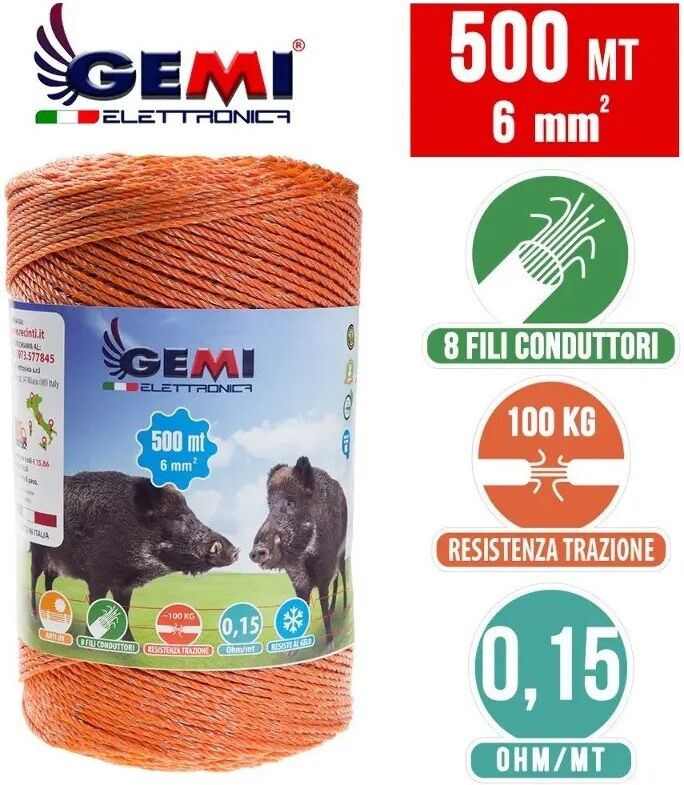 Gemi Elettronica Clôture électrique kit complet pour sangliers avec électrificateur 220 v, 500 m de fil de 6 mm² et isolateurs pour poteaux en gemi