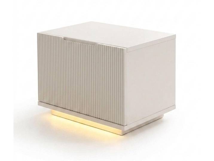 JVmoebel Nachtkonsole Nachttisch Schlafzimmer Beige Moderner Integrierte LED-Beleuchtung, Made in Europa