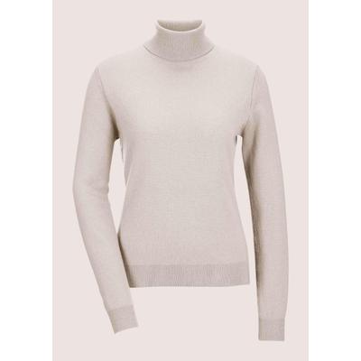 Longpullover MADELEINE "Kaschmirpullover Zeitloser Strickpullover mit geripptem Rollkragen", Damen, Gr. 36/38, beige (beige, melange), Obermaterial: 100% Kaschmir WS., Modern, Rollkragen, Pullover Longpullover, Kaschmirpullover mit Rollkragen, Langarm