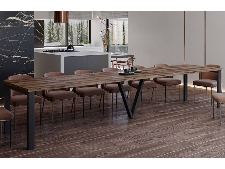 Endo-Moebel Esstisch Titan XXL 130-405 cm, Metallgestell, ausziehbar, 400cm Esstisch XXL 14 Personen riesiger Tisch 4m