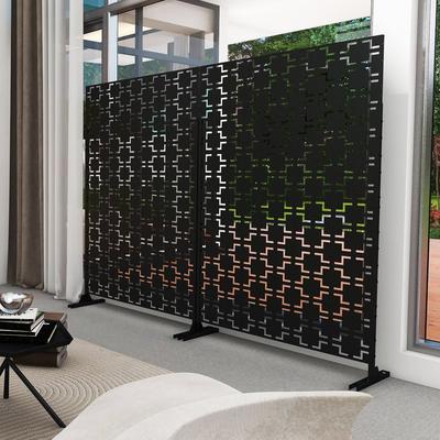 Lumibee 75'' x 47'' Metal Privacy Screen Fence Panel Square/ Rectangle Pattern