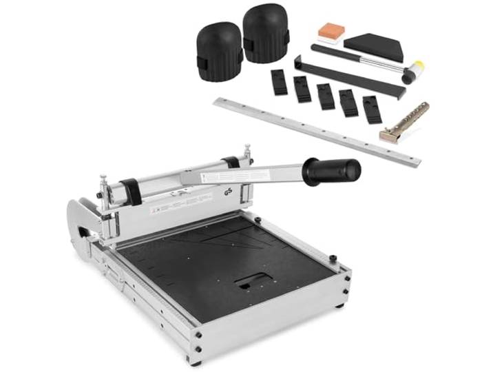 BAUTEC DESIGNCUTTER XL 360° » Profi-Laminatschneider mit Rollen » 420mm Schnittbreite » Längsschnitte möglich » Inkl. 23-tlg. Verlegset, Ersatzklinge, Schleifstein, Knieschoner, Schaber